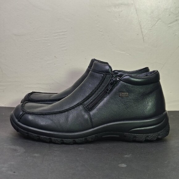 Reiker Walking Shoes Size 42 L71542 Black Leather Zip Ankle Boots Womens - Picture 2 of 15